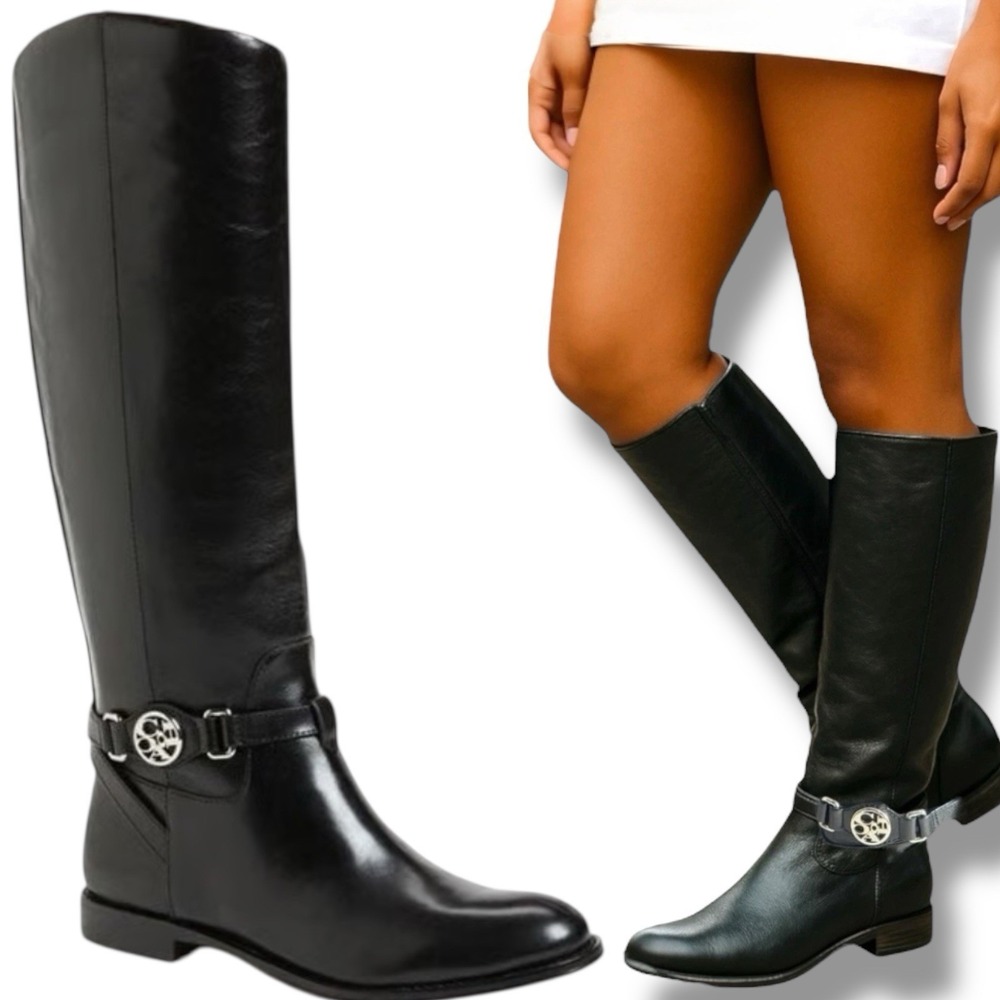 Coach Mysie Womens Calf Leather Tall Equestrian Riding Boots Black 7.5 7 1/2 EUC